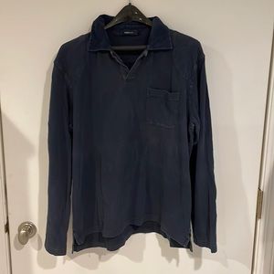 Zegna Sport Navy Blue - long-sleeve polo. 100% Cotton